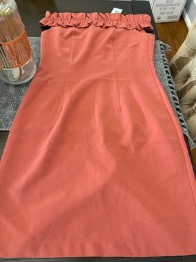 Ruffle-Neck Sleeveless Midi Dress in Burnt Orange